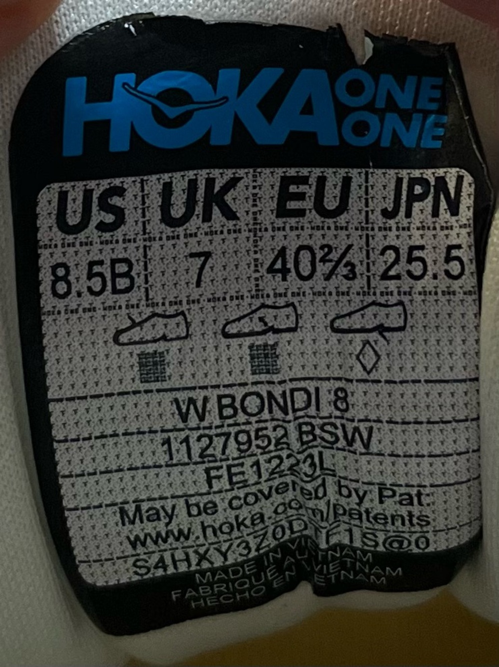 Hoka One One Bondi 8 REFLECTIVE Womens Sz 8.5 Running Shoes Sneakers White Blue - Picture 12 of 13